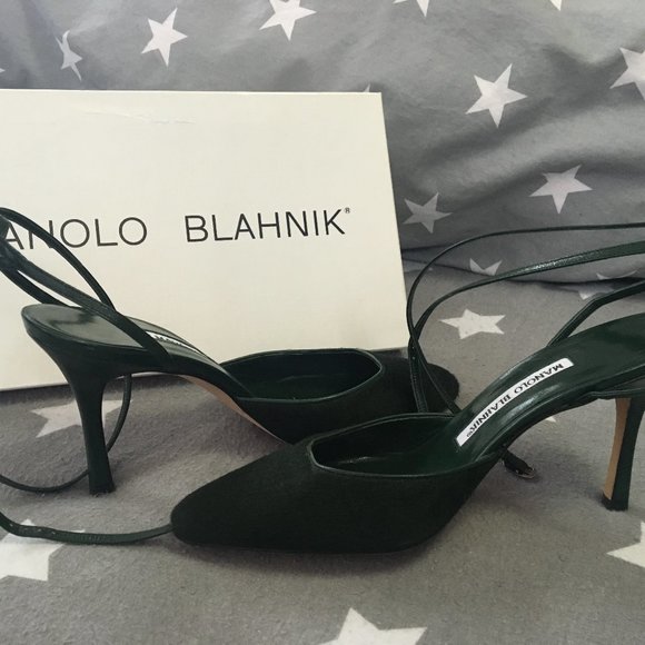MANOLO BLAHNIK Forest Green Suede Pumps sz 6-NIB - Picture 2 of 5